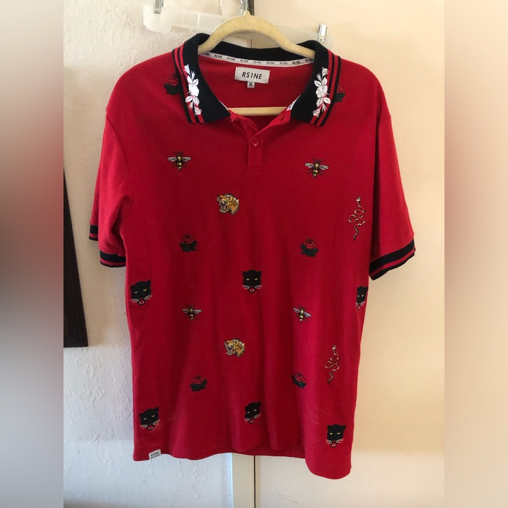 RS1NE Red Embroidered Men's Polo Shirt- 6A $35 or $30 w/offer